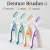 Denture Brush Dual Head Toothbrushes Hard Denture Cleaning Brush Denture Toothbrush Cleaning Brush False Teeth Brush Toothbrush (2PCS Blue Green) view 2
