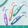 Denture Brush Dual Head Toothbrushes Hard Denture Cleaning Brush Denture Toothbrush Cleaning Brush False Teeth Brush Toothbrush (2PCS Blue Green) view 3