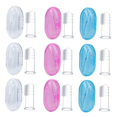 FOYTOKI 9pcs Silicone Baby Finger Toothbrush Set for Oral Cleaning and Reusable Use with Storage Boxes, Soft and Safe Training Brushes for Newborns and Young Boys and Girls
