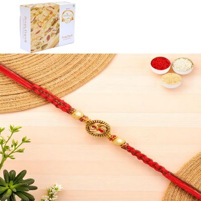 Ghasitaram Gifts Jaiccha Rakhis for Brother Rakhis Online - Y-67 Om Rakhi with 400 GMS of Soan Papdi