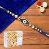 Ghasitaram Gifts Jaiccha Rakhis for Brother Rakhis Online - X-86 Evil Eye Fancy Rakhi with 200 GMS of Soan Papdi view 1