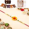 Ghasitaram Gifts Jaiccha Rakhis for Brother Rakhis Online - Y-199 Fancy Rakhi with Asorted Bites Box and 200 GMS of Kaju katli view 1