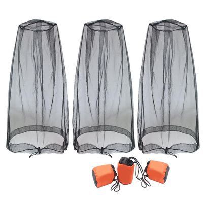 3Pack Mosquito Head Nets with Drawstring, Premium Bug Net for Head, Universal Fit for Hats, Breathable Mosquito Net Hat