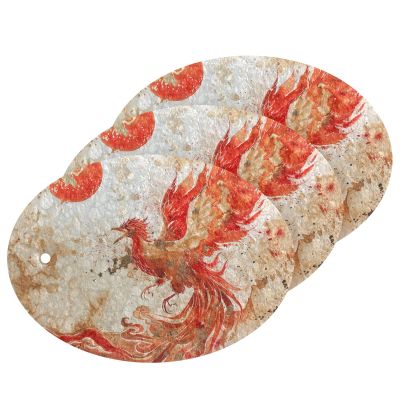Phoenix Bird Chinese Ink Painting Red Gold Absorbent Large sponges for Cleaning Effortless Dish sponges for Washing Dishes New Home Essentials (3 Count)