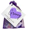 Granny Gift and Card | Little Bag of Love & Hugs Sweet & Sentimental Keepsake Items Included (Purple)