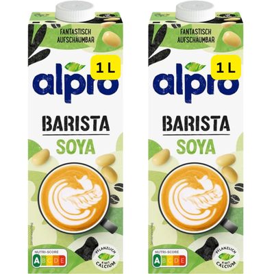Barista Milk Alpros Coconut, Soya or Almond 2x1L (2x1L Soya)