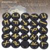 25Pcs Round Rune Stones, Rune Stone Set Crystal Engraved Symbol Stone Runes Set for Divination Yoga Meditation Spiritual (Obsidian) view 3