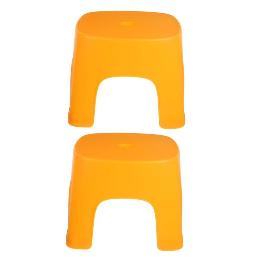 VICASKY 2pcs Small Plastic Stool Step Stool for Bathroom and Toilet, Compact Yellow Footstool with Hole, Lightweight Multipurpose Shower and Training Seat for Boys and Girls and Adults