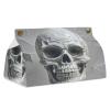 White and Gray Skull Graphics Tissue Box Cover Modern PU Leather Tissue Case Stylish High-end Facial Paper Organizer Dispenser for Bathroom Vanity Countertop Nightstands Desk view 1