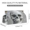 White and Gray Skull Graphics Tissue Box Cover Modern PU Leather Tissue Case Stylish High-end Facial Paper Organizer Dispenser for Bathroom Vanity Countertop Nightstands Desk view 3