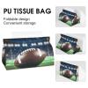American Football Tissue Box Cover Modern PU Leather Tissue Case Stylish High-end Facial Paper Organizer Dispenser for Bathroom Vanity Countertop Nightstands Desk view 4