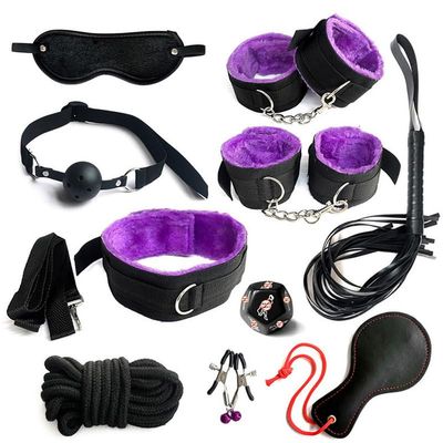10pcs Classic Soft Leather Bedroom Fitness Multifunction Adjustable Combination Set, Nylon Bracelet and and Leather Racket Combination - D7