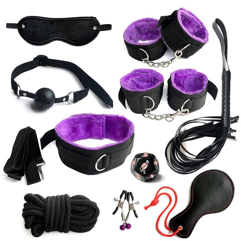 10pcs Classic Soft Leather Bedroom Fitness Multifunction Adjustable Combination Set, Nylon Bracelet and and Leather Racket Combination - D7