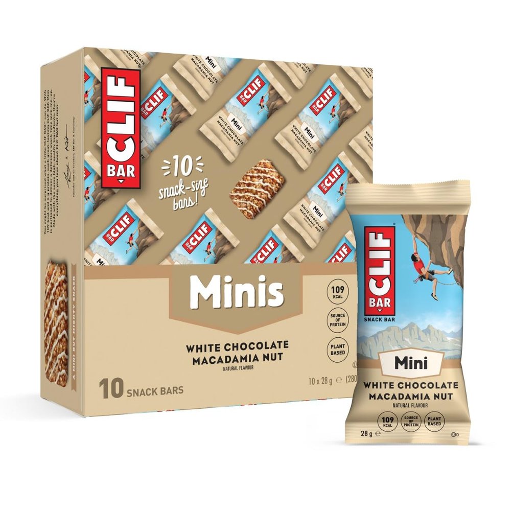 CLIF BAR Minis | Snack Bar | White Chocolate Macadamia Nut | Plant Based Protein | 10 x 28 g
