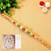 Ghasitaram Gifts Jaiccha Rakhi for Brother Rakhis Online - Y-104 Rudraksh Rakhi with 400 GMS of Kaju katli