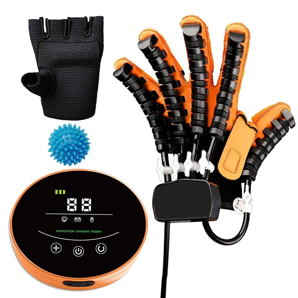 CraftNestUK Stroke Glove Rehabilitation Robot Gloves,Mobility Finger Training Equipment Finger Function Rehabilitation Trainer for Arthritis Stroke Hemiplegia Patients(Size:L,Color:Left Hand)
