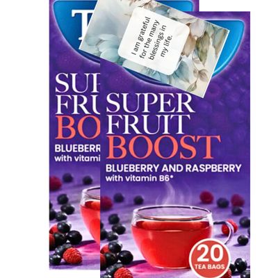 Tea Bundle Consisting of Blueberry And Raspberry Super Fruit Boost With Vitamin B6 (2 Pack) By Oerich Gift