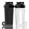 2 Pcs Shaker Bottle for Protein Mixes-protein shaker bottle- for super creamy fitness protein shakes,shaker cups for protein shakes 700ml (24oz) - Durable, leak-proof. (BlackWhite+Black) view 1