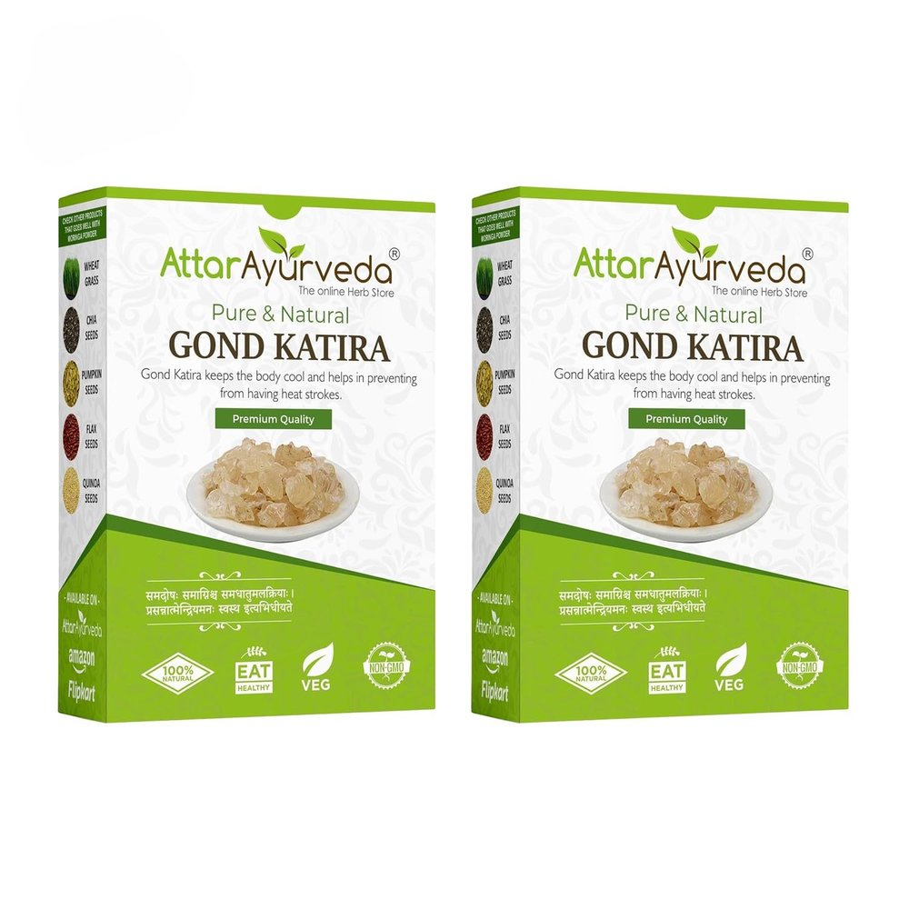 Attar Ayurveda Gond Katira | Natural Edible Gum | Cooling Properties | Plant-Based Ingredient for Drinks & Desserts | No Additives | Herbal Food Product | 7 oz Pack (Pack of 2)