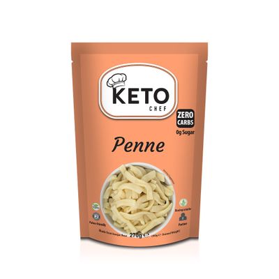 Keto Chef Shirataki Penne Pasta (Pack of 24 x 270g) Odour Free, Low Calorie & Fat Free, High Fibre, Keto Friendly, Vegan & Gluten Free, Low Carb Konjac Pasta | Ready to Eat Instant Food