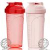 2 Pcs Shaker Bottle for Protein Mixes-protein shaker bottle- for super creamy fitness protein shakes,shaker cups for protein shakes 700ml - Durable, leak-proof (Black+Pink) view 1