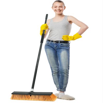 PBHEPPJ 18 Inchs Push Broom Outdoor Heavy Duty, Shop Broom with 60" Long Bandle and Stiff Bristles for Cleaning Outdoor or Indoor Tile, Garage, Shop, Deck, Concrete, Wood, Stone, Patio Floor