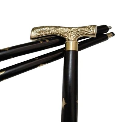 SK & SONS Walking Cane for Men and Women Brass Silver Crutch Handle Walking Stick Vintage Wooden Cane Stylish Mobility Aid Elegant Gift for Seniors, Collectors, Cosplay & Costume Use