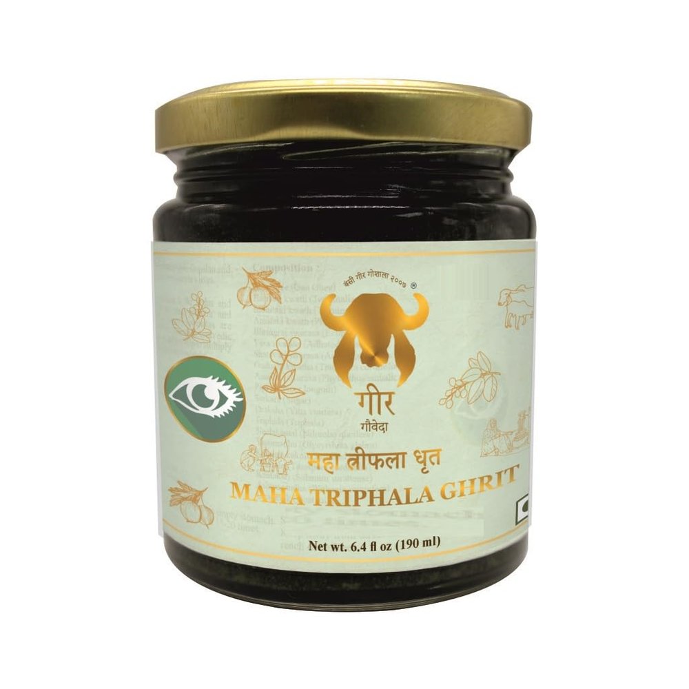 GIR GAUVEDA Maha Triphala Ghrit Ghee 190ml | For All Types of Eye Disorders | Improves Vision & Reduces Eye Strain | Ayurvedic Pure Gir Cow Ghee