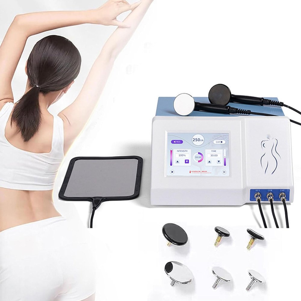 448KHz Portable Deep Care Tecar Therapy RES Cap Penetrating Body Slicer for Firming Skin Salon Body Sliming Machine Pain Relief Skin Tightening with 2 Fever Probes