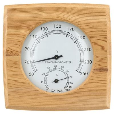 Fuhjythy Wooden Sauna Hygrothermograph,Sauna Thermometer and Hygrometer,Indoor Humidity Temperature Measurement Sauna Room Easy Install