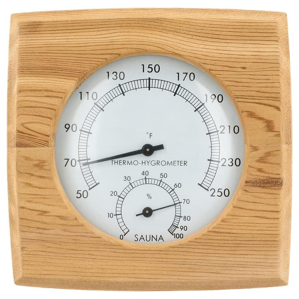 Fuhjythy Wooden Sauna Hygrothermograph,Sauna Thermometer and Hygrometer,Indoor Humidity Temperature Measurement Sauna Room Easy Install