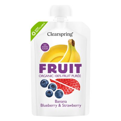 Clearspring Organic FRUIT Puree - Banana, Blueberry & Strawberry 100g