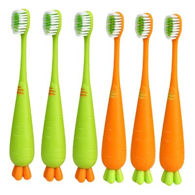 CALLARON 6pcs Boys and Girls Carrot Toothbrush Soft Manual Toothbrush for Boy Girl Gentle Bristles for Fragile Gums