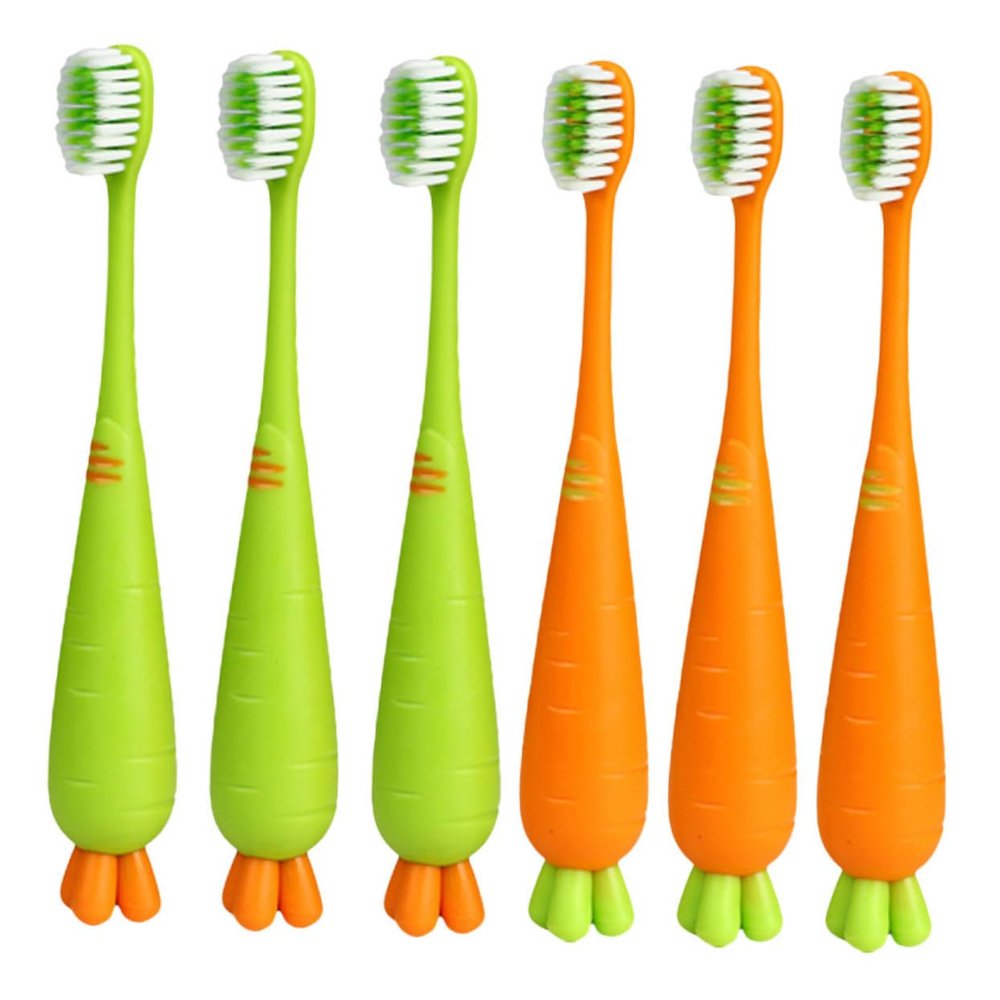 CALLARON 6pcs Boys and Girls Carrot Toothbrush Soft Manual Toothbrush for Boy Girl Gentle Bristles for Fragile Gums