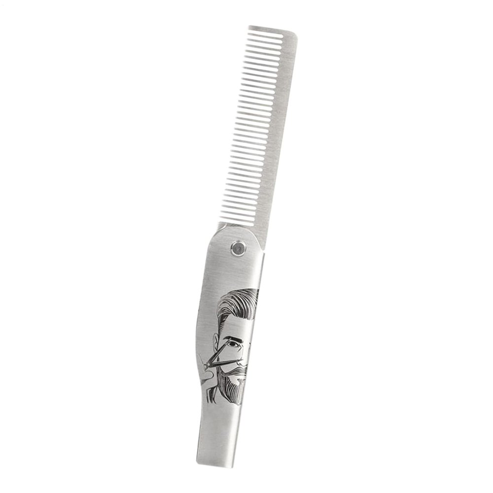 DAWCBVJQ Mustache Combs, Beard Brush and Comb, Stainless Steel Portale Foldable Brush for Husband Styling Dad Grooming Home Adult Travel Men