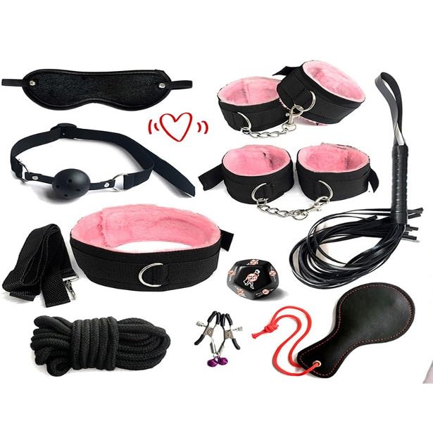 10 Piece Set Of Classic Elegant Pink Soft Nylon Adjustable Multifunctional Fitness Bedroom Combination, With Nylon Bracelet And Sleep Eye Mask - D8-Uk