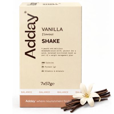 Adday High Protein Meal Replacement Shake Vanilla- 7 Complete Meals- 20g Protein, 26 Vitamins- Low Calorie Total Diet Replacement- Gluten Free, Halal, Kosher
