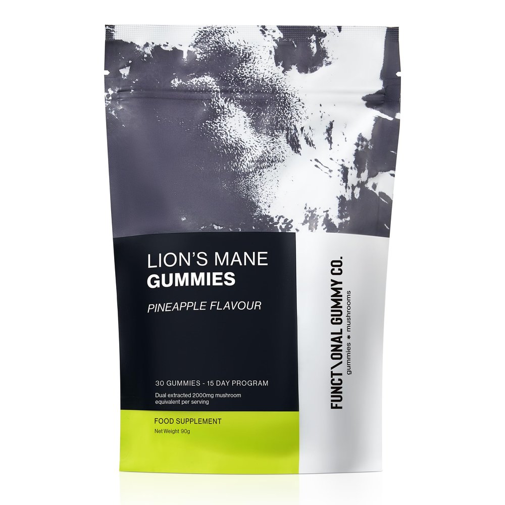 Dual Extract Lions Mane Gummies - 2000mg per Serving - Focus, Memory & Clarity Support - from Fruiting Bodies - Tangy Pineapple Flavour - 30 Gummy Travel Pack - 15 Day Program.