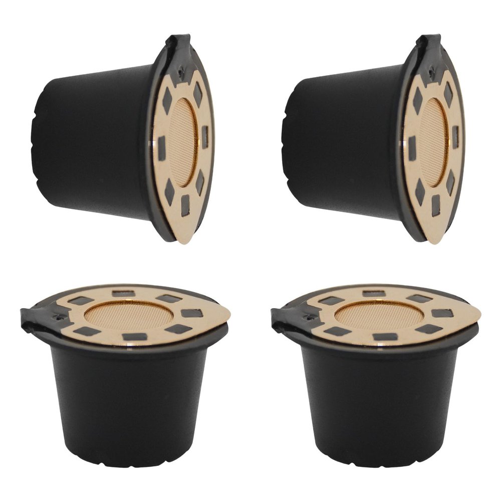 4pcs Coffee Pods with Stainless Steel Lid Reusable Dishwasher Safe Coffee Brewing Tool for Home Espresso Maker Parts