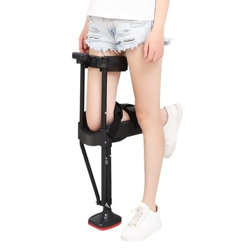 180 Adjustable Knee -Up Medical Anti -Skimming Knee Crutch at Hands Free Knee Crutch without Pain Free -Handed Aids,Black,right leg