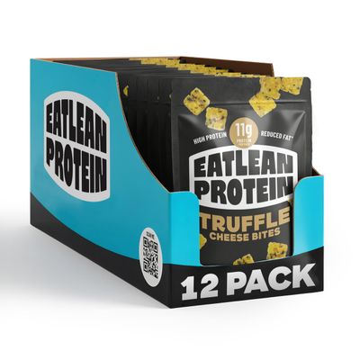 Eatlean Protein Cheese Bites - Truffle Baked Cheese Crisp Snacks, 11g Protein, 83 Calories, Low Carb & Keto Friendly, Vegetarian, 20g Bags, 12 Pack Gourmet On-the-Go Snack