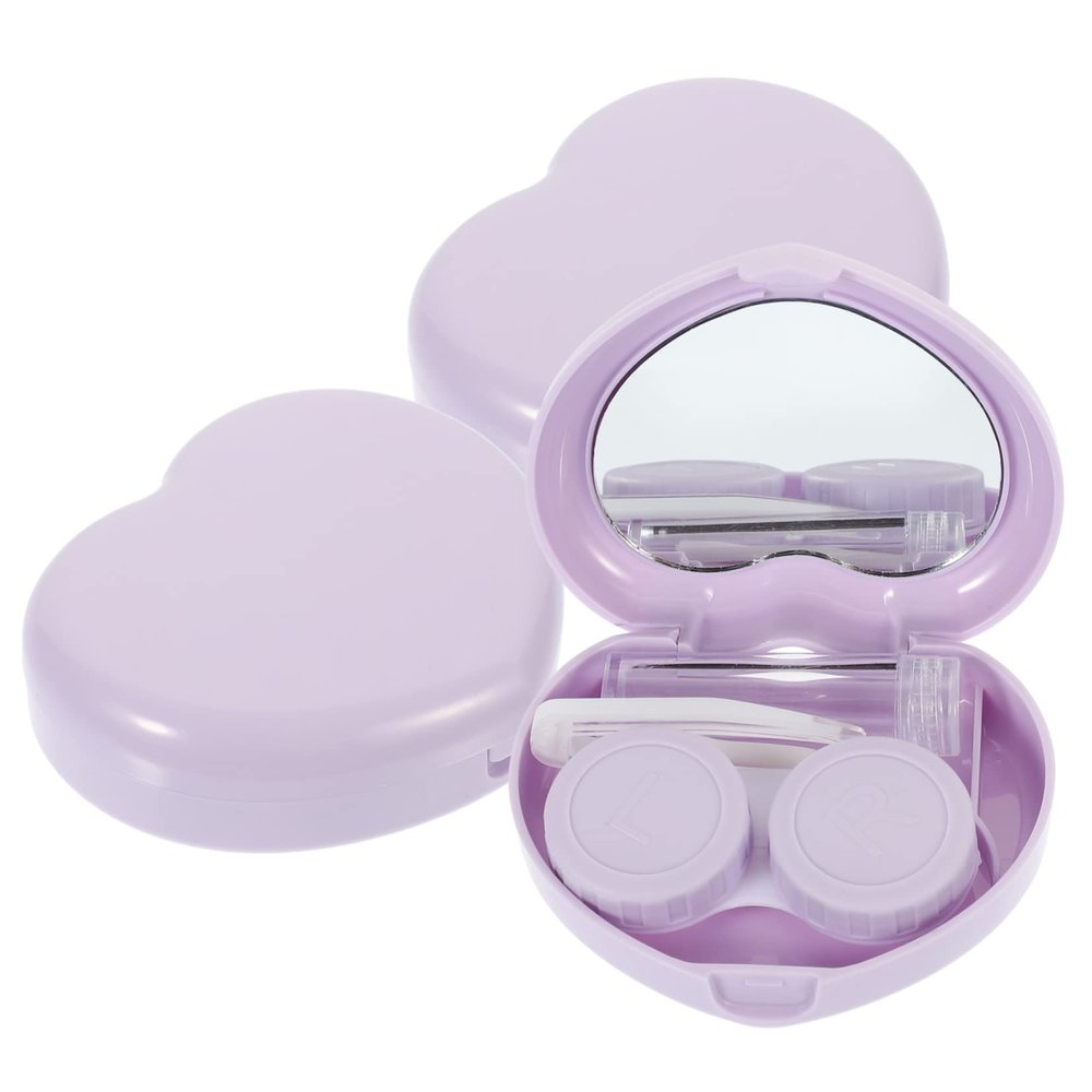 EXAOMBLE 3 Sets Travel Contact Lens Case with Mirror Portable Lens Storage Box Lightweight Pp Material Suitable for Outdoor Use and Can Be Put in Suitcase
