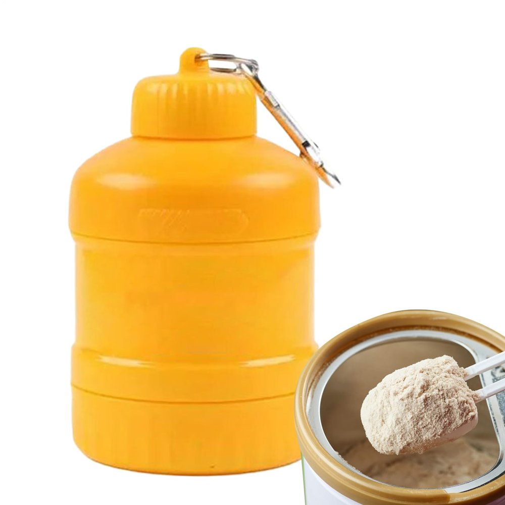 Gnrique Powder Container, Storage Bottle Shaker, Insulated Canister Leak Proof, Workout Camping Bottle, 4.33 x 2.76 inches Portable Box with Carabiner for Bodybuilding Kitchen Outdoor Use
