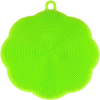 2-in-1 Silicone Dish Scrubber 14cm Non-Scratch Kitchen Brush for Pots, Pans, Dishes & Veg Heat-Resistant, Quick-Dry (Green, Family Pack (4-Pack))