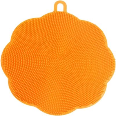 2-in-1 Silicone Dish Scrubber 14cm Non-Scratch Kitchen Brush for Pots, Pans, Dishes & Veg Heat-Resistant, Quick-Dry (Orange, Bulk Pack (6-Pack))