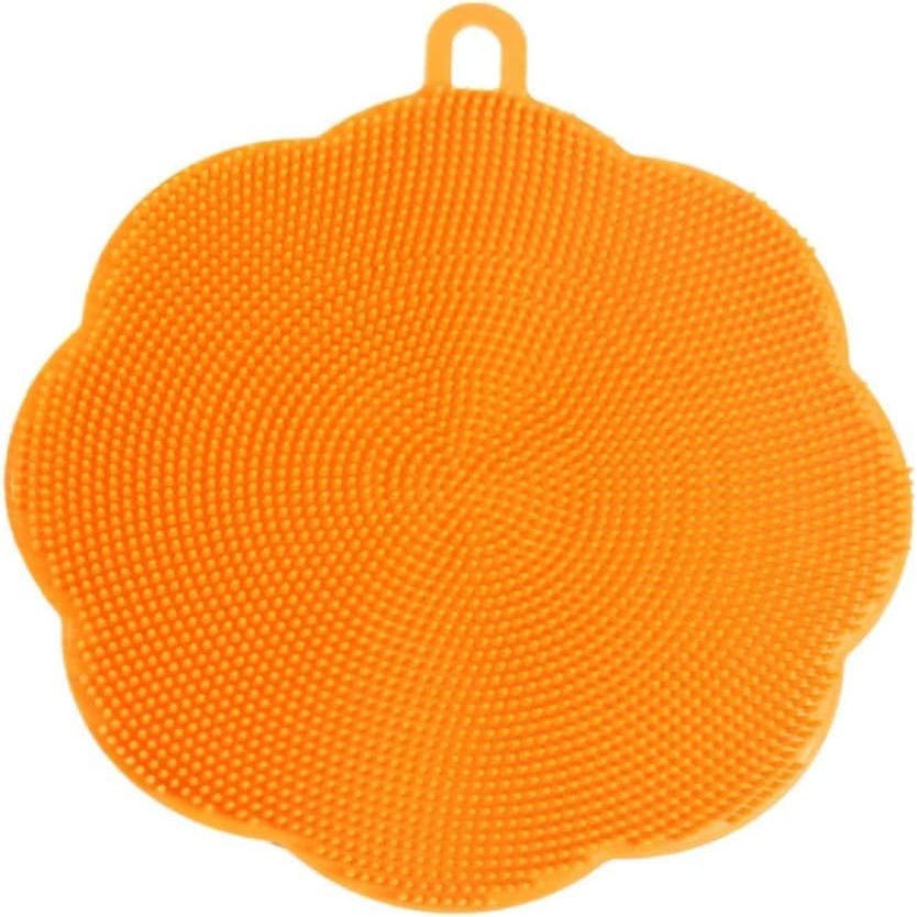 2-in-1 Silicone Dish Scrubber 14cm Non-Scratch Kitchen Brush for Pots, Pans, Dishes & Veg Heat-Resistant, Quick-Dry (Orange, Bulk Pack (6-Pack))