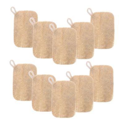 FRCOLOR 10pcs Natural Loofah Kitchen Sponges Reusable Multipurpose Dishwashing Scrubbers for Effective Cleaning in Kitchen Tasks with Sturdy Khaki Material