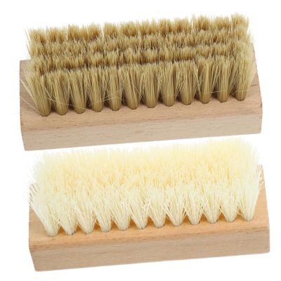 OATIPHO 2pcs Versatile Cleaning Brushes Set with Wooden Handles, Stiff Nano Bristles and Soft Pp Bristles, for Laundry, Shoes, and Household Cleaning Tasks