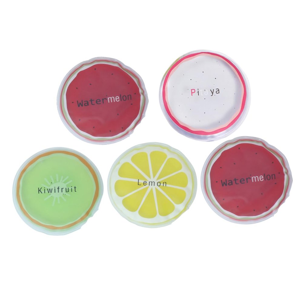 SHERCHPRY 5pcs Summer Cooling Ice Bags Fruit Design Cooling Ice Pads Reusable PVC and Gel Material Outdoor Travel Portable Cold Packs for Lunch and Picnic Style