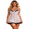 comeondear Women's Plus Size Lingerie Set Sexy Sheer Floral Lace Babydoll Nightdress Mesh Chemise Nighties Underwire Nightgown Soft Nightwear with G-String XXL White view 1